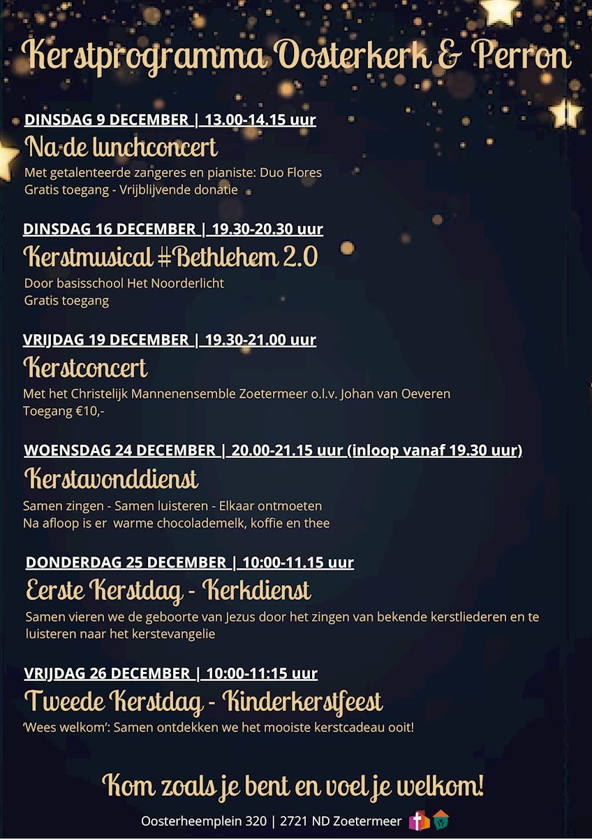 Kerstprogramma Oosterkerk en Perron
