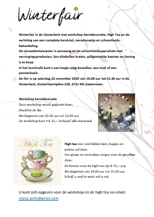 Aankondiging van Winterfair op 22 november 2025